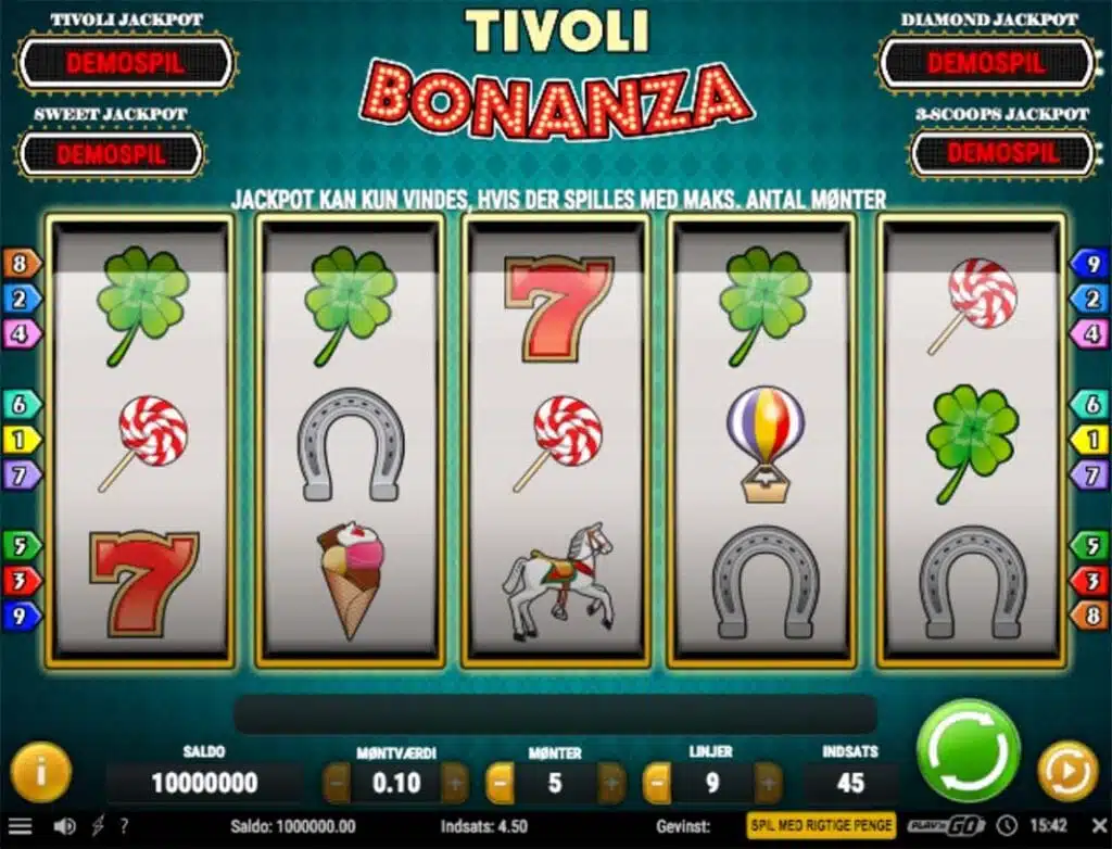 Tivoli Bonanza fra Tivoli Casino er spiludbyderens bedste bud på en spilleautomat, som du ikke finder andre steder