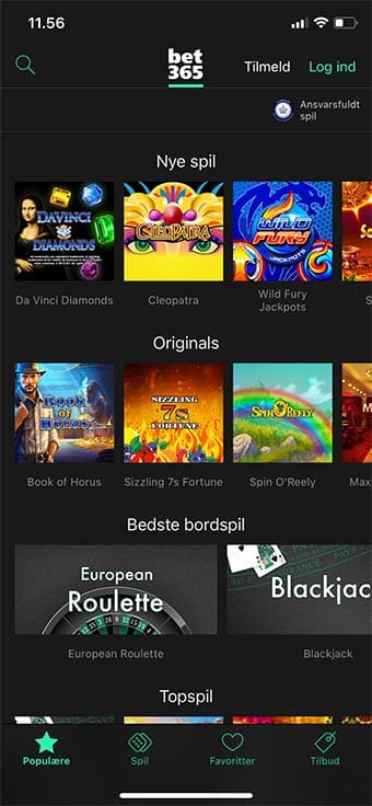 Bet365 Casino byder på en ganske fin app til iOS