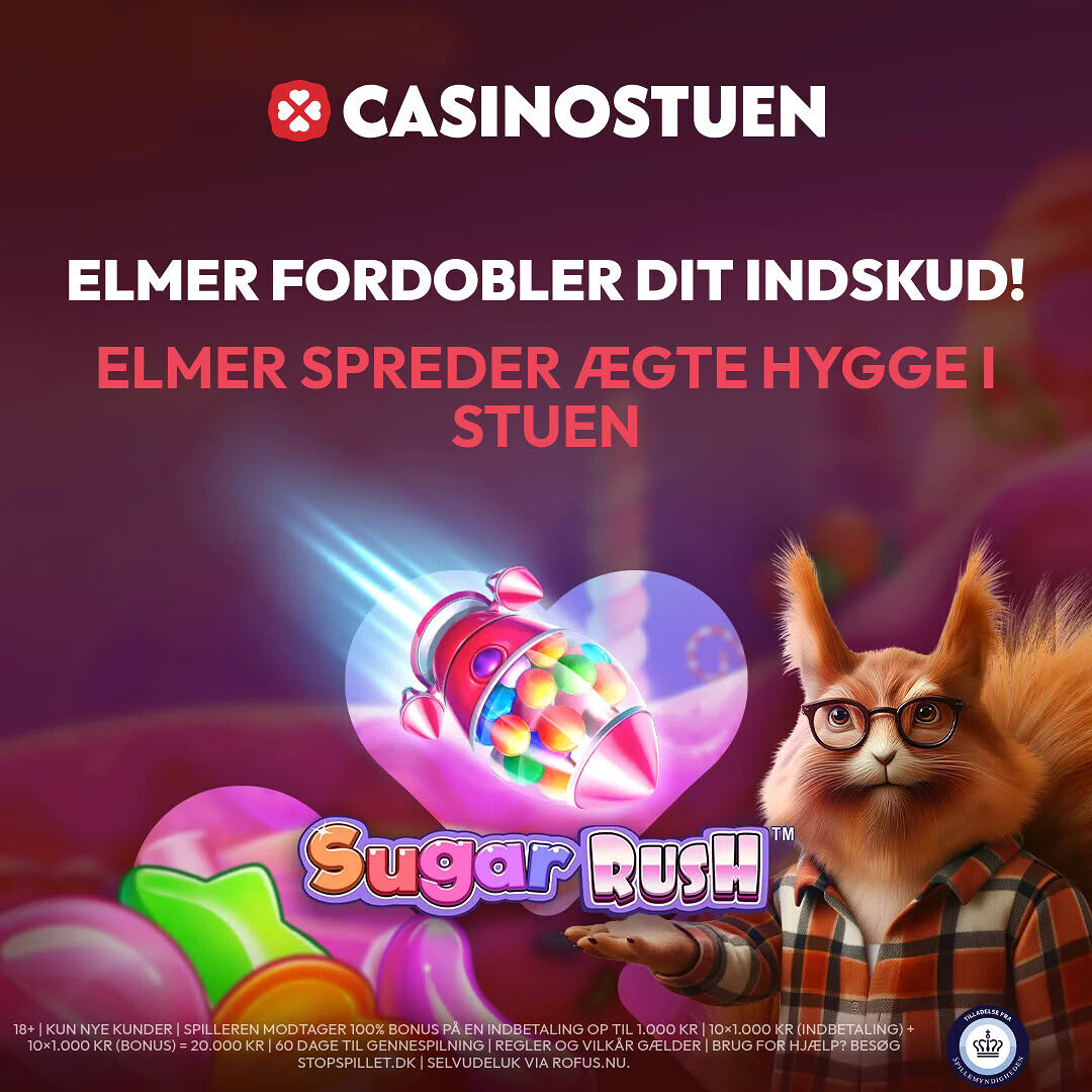 Casinostuen byder på velkomstbonus på 100% - op til 1.000 kr.
