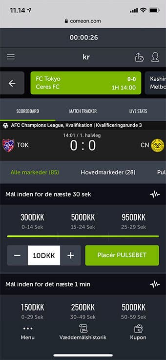 Livebetting på mobilen er yderst populært - ikke blot hos ComeOn