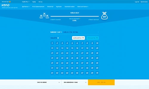 Du kan selv vælge dine tal når du spiller Keno