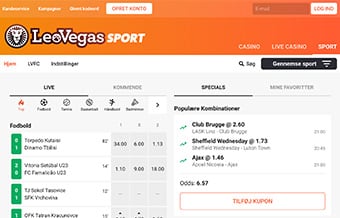 LeoVegas Sport byder på en lys og lækker hjemmeside