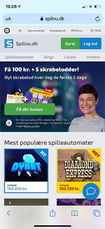 Du spiller hos Spilnu direkte i din browser på mobilen